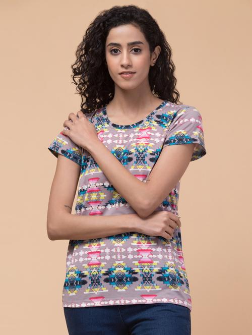 women printed round neck t-shirt - 20982421 - Very Small Image - 1