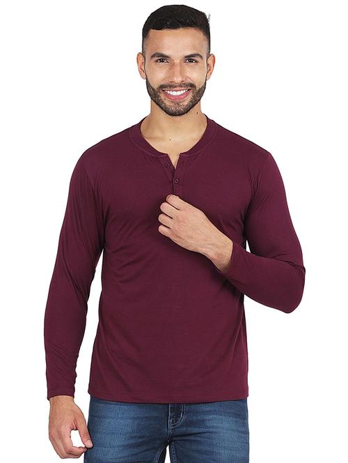 maroon cotton plain tshirt - 20982863 - Very Small Image - 1