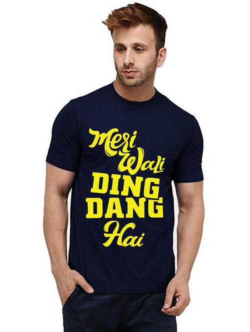 men round neck front print cotton t-shirt - 20984098 - Very Small Image - 1