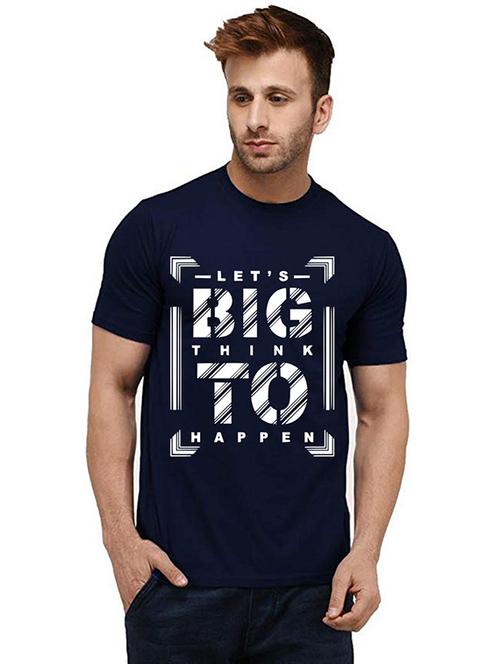 navy blue front printed casual t-shirt - 20984153 - Very Small Image - 1