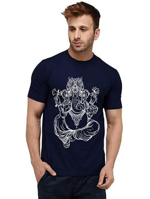 men round neck front print t-shirt - 20984154 - Very Small Image - 1