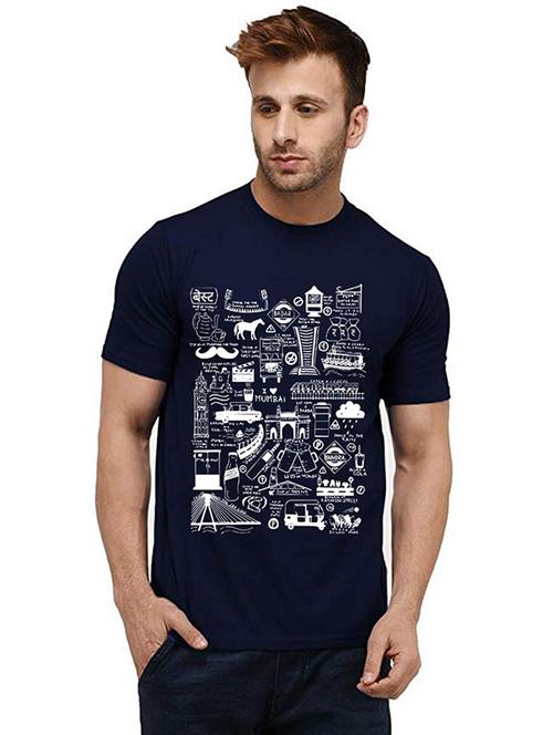 men round neck front print t-shirt - 20984161 - Very Small Image - 1