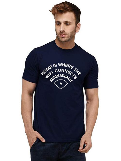 men round neck front print t-shirt - 20984170 - Very Small Image - 1