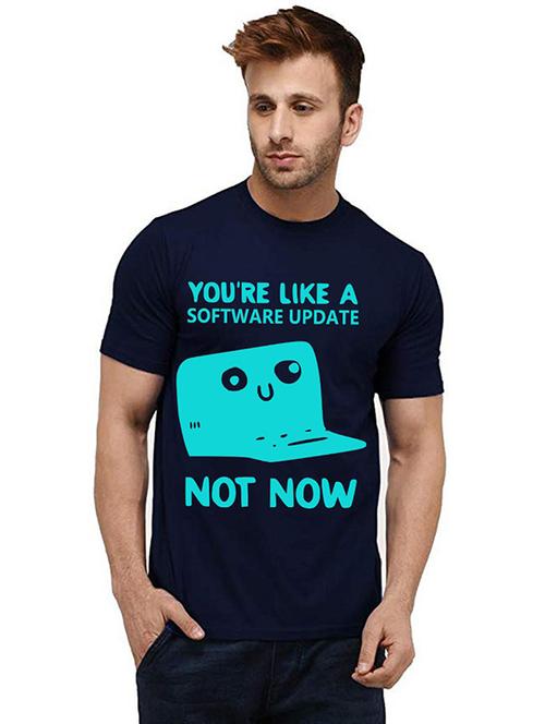 men round neck front print t-shirt - 20984206 - Very Small Image - 1