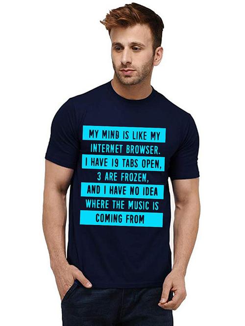 men round neck front print t-shirt - 20984224 - Very Small Image - 1