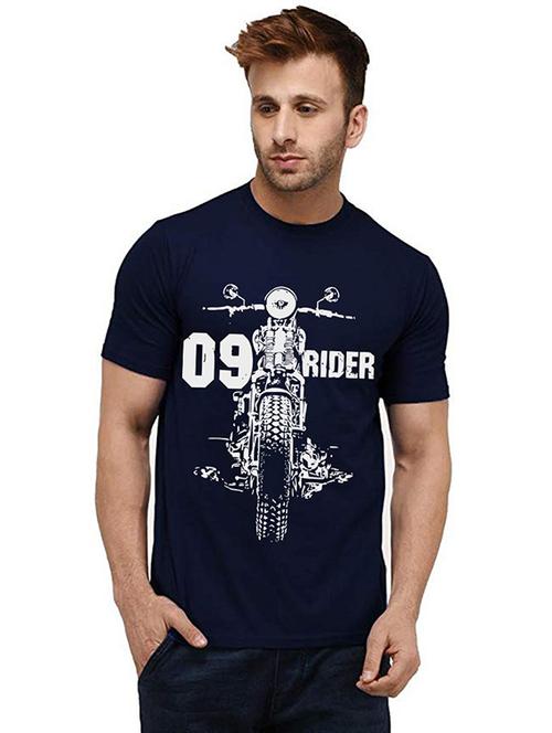 men round neck front print cotton t-shirt - 20984231 - Very Small Image - 1