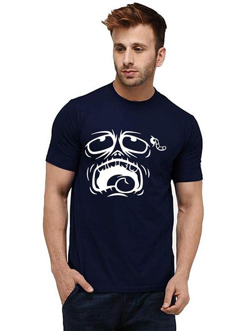 men round neck front print cotton t-shirt - 20984271 - Very Small Image - 1