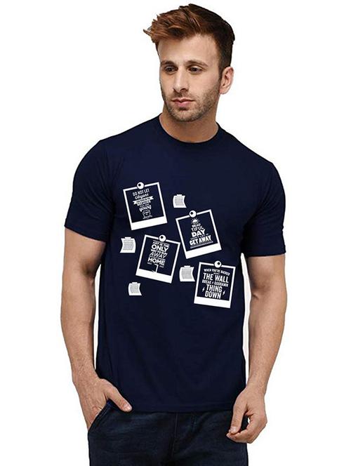 men round neck front print t-shirt - 20984351 - Very Small Image - 1