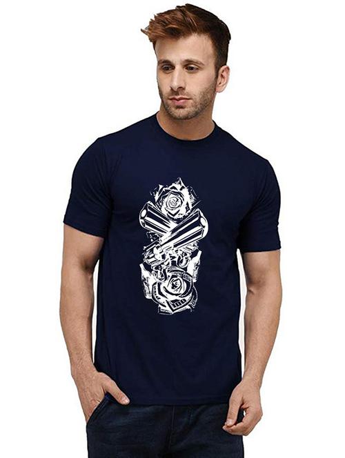 men round neck front print t-shirt - 20984373 - Very Small Image - 1