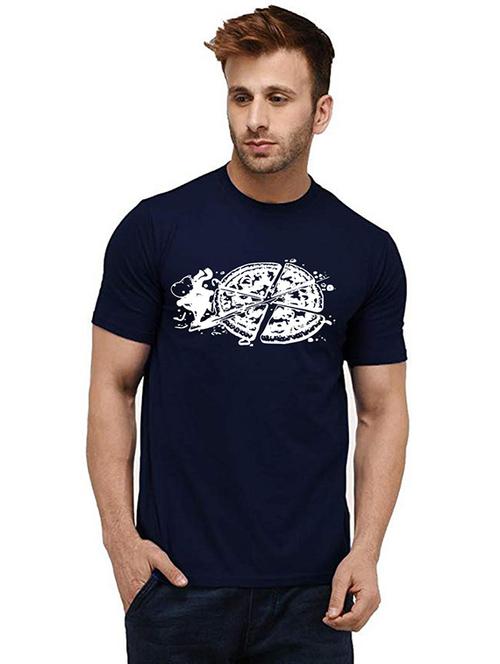 men round neck front print cotton t-shirt - 20984380 - Very Small Image - 1