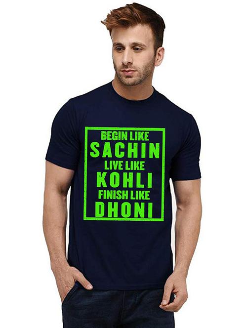 men round neck front print cotton t-shirt - 20984406 - Very Small Image - 1