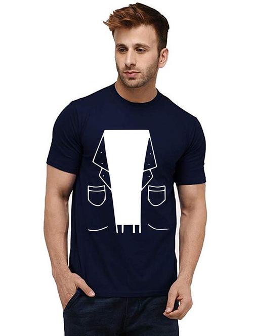 men round neck front print cotton t-shirt - 20984436 - Very Small Image - 1