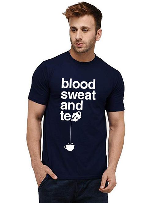 navy blue front printed casual t-shirt - 20984473 - Very Small Image - 1