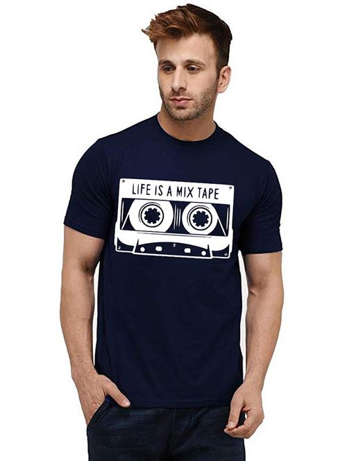 men round neck front print cotton t-shirt - 20984573 - Very Small Image - 1