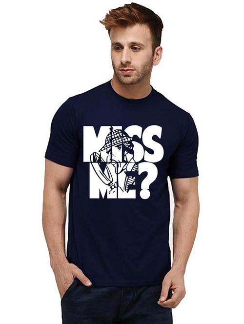 men round neck front print t-shirt - 20984604 - Very Small Image - 1