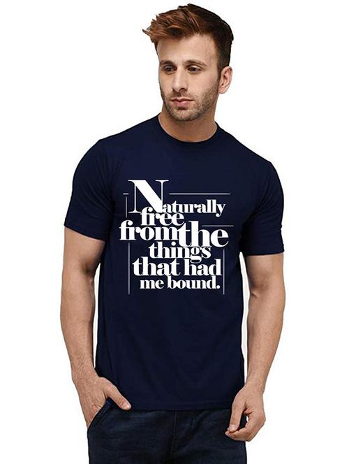 men round neck front print t-shirt - 20984606 - Very Small Image - 1