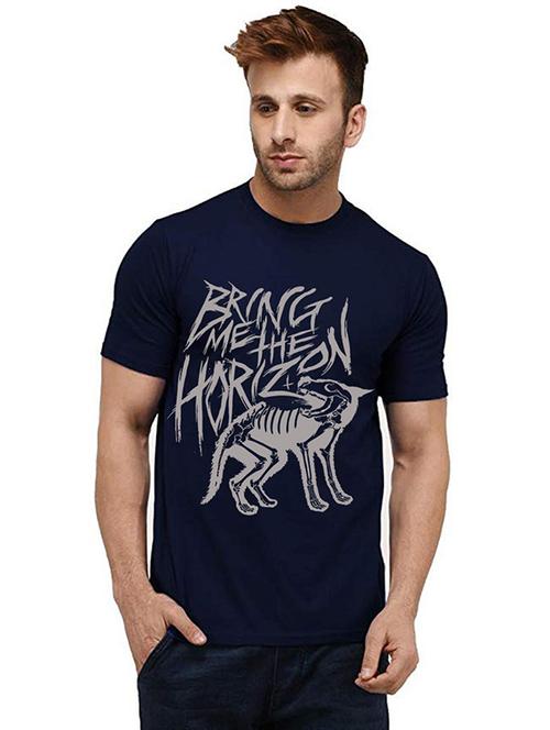 men round neck front print t-shirt - 20984636 - Very Small Image - 1