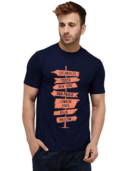men round neck front print t-shirt - 20984650 - Very Small Image - 1