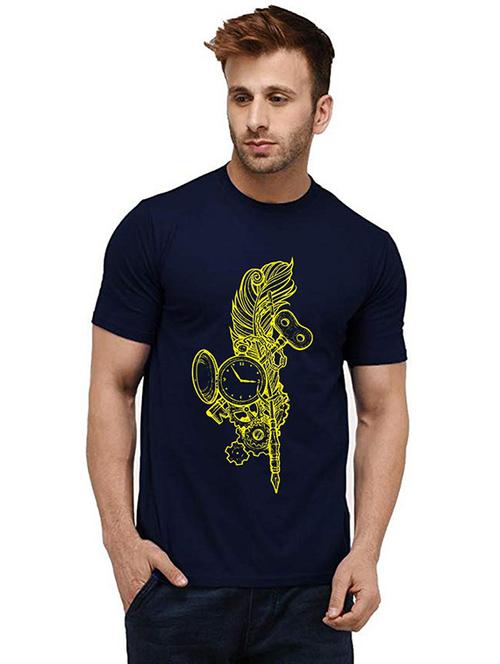 men round neck front print t-shirt - 20984710 - Very Small Image - 1