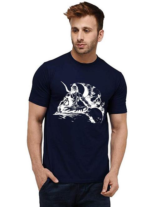 men round neck front print cotton t-shirt - 20984739 - Very Small Image - 1