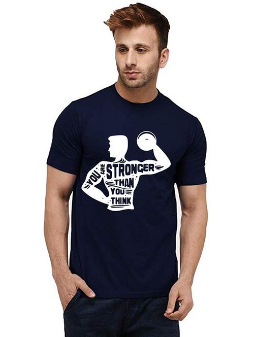 men round neck front print t-shirt - 20984812 - Very Small Image - 1