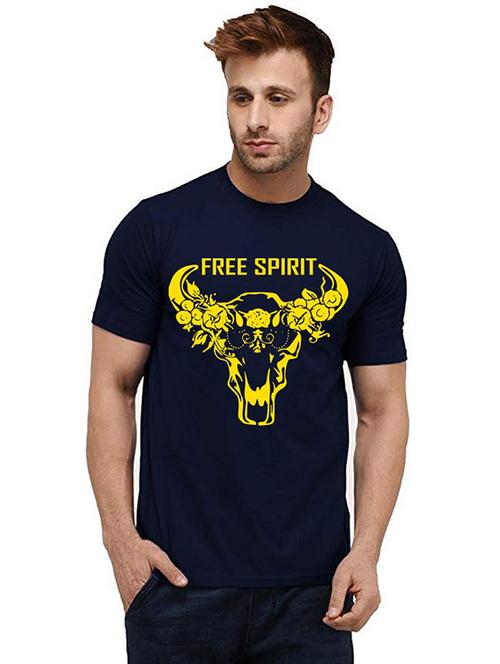 men round neck front print cotton t-shirt - 20984842 - Very Small Image - 1