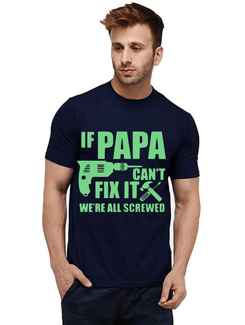 navy blue front printed casual t-shirt - 20984850 - Very Small Image - 1