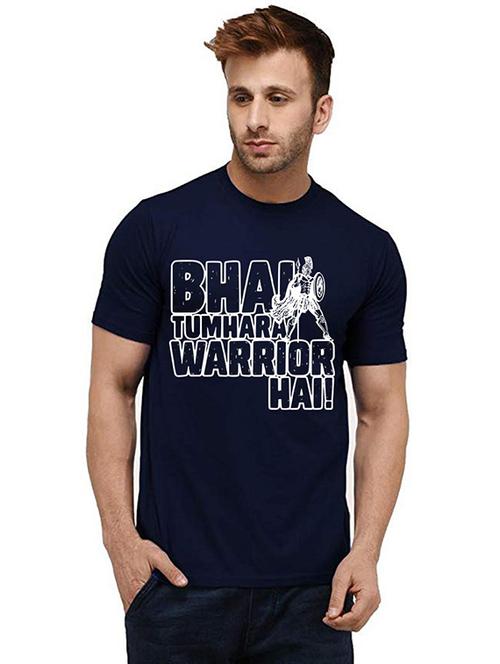 men round neck front print cotton t-shirt - 20984864 - Very Small Image - 1