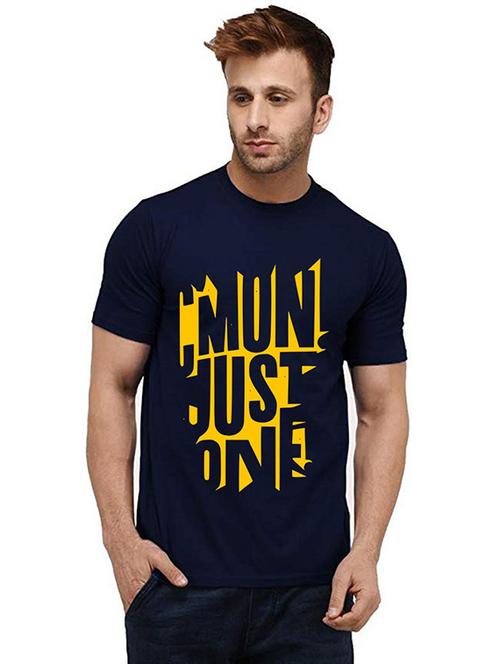 navy blue front printed casual t-shirt - 20984909 - Very Small Image - 1
