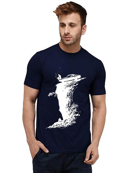 men front print round neck t-shirt - 20984954 - Very Small Image - 1