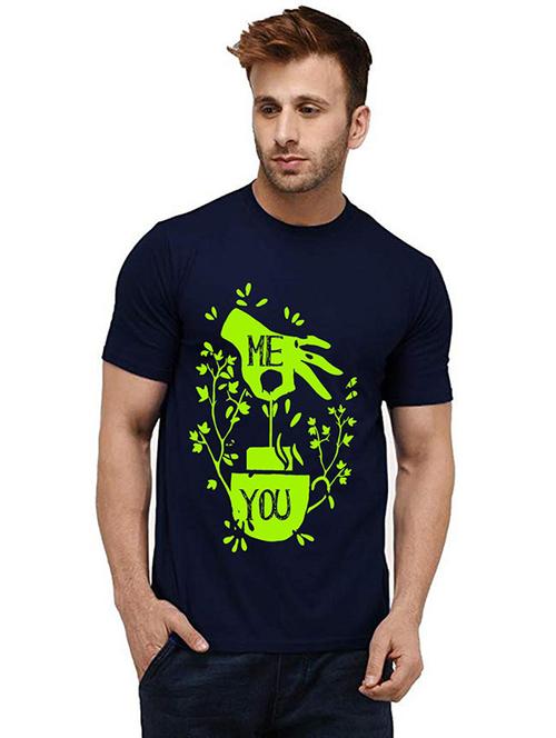 men round neck front print t-shirt - 20985022 - Very Small Image - 1