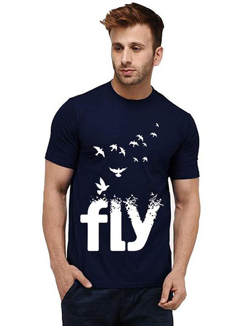 men round neck front print t-shirt - 20985112 - Very Small Image - 1