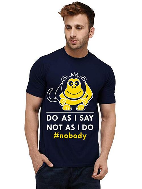 men round neck front print cotton t-shirt - 20985118 - Very Small Image - 1