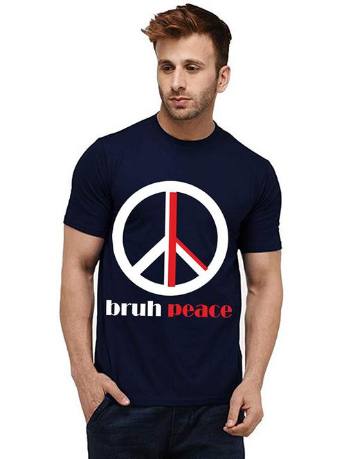 navy blue cotton front print tshirt - 20985134 - Very Small Image - 1