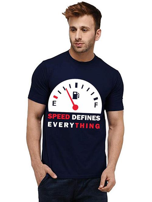 navy blue cotton front print tshirt - 20985135 - Very Small Image - 1