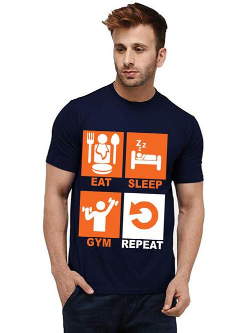 men round neck front print t-shirt - 20985149 - Very Small Image - 1