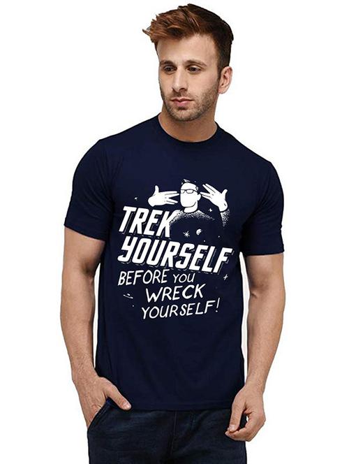 men front print round neck t-shirt - 20985263 - Very Small Image - 1