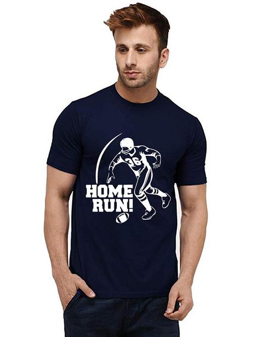 navy blue front printed casual t-shirt - 20985278 - Very Small Image - 1