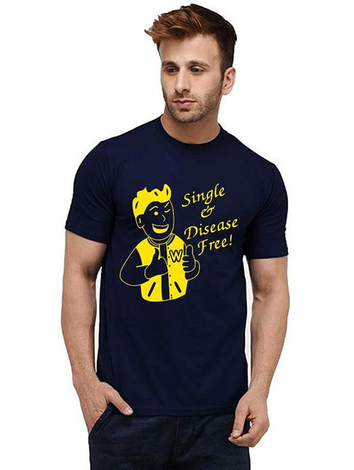 men round neck front print cotton t-shirt - 20985283 - Very Small Image - 1