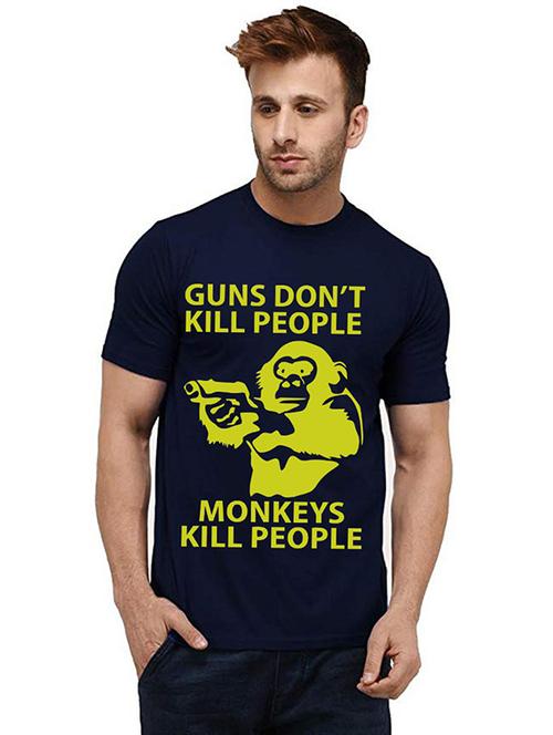 men round neck front print t-shirt - 20985298 - Very Small Image - 1