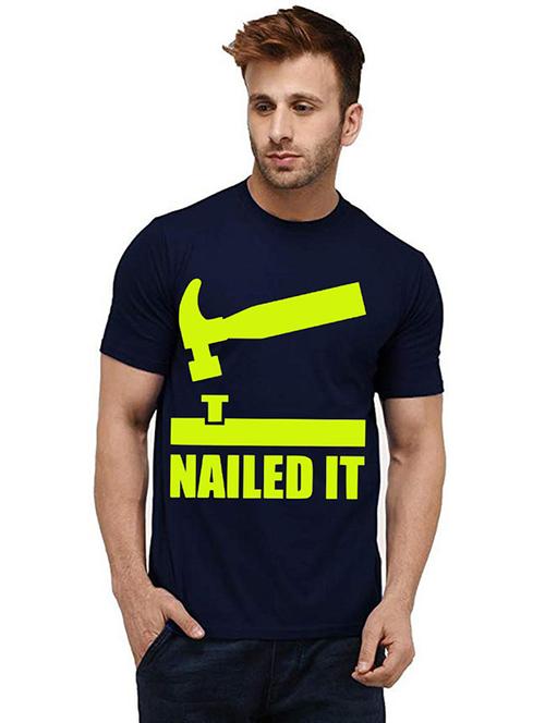 men round neck front print t-shirt - 20985302 - Very Small Image - 1