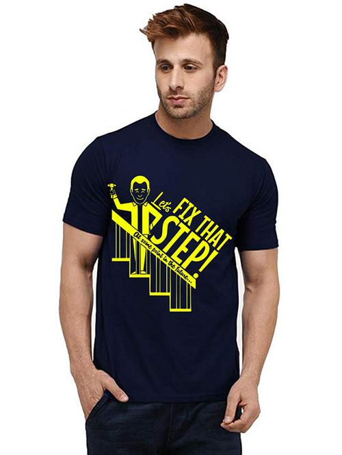 men round neck front print t-shirt - 20985307 - Very Small Image - 1