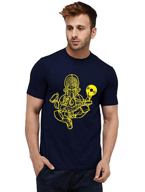 men round neck front print t-shirt - 20985342 - Very Small Image - 1