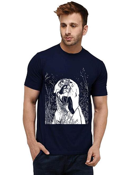 men round neck front print t-shirt - 20985376 - Very Small Image - 1