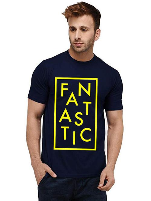 men round neck front print cotton t-shirt - 20985407 - Very Small Image - 1