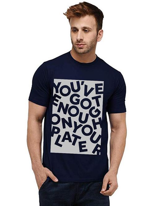 men round neck front print t-shirt - 20985411 - Very Small Image - 1