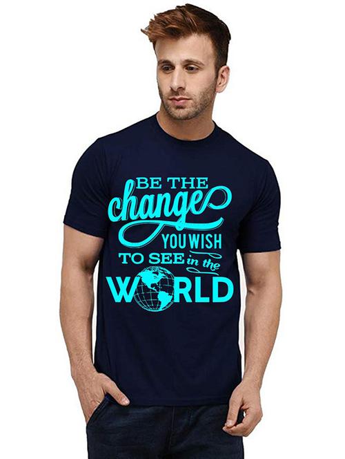 men round neck front print t-shirt - 20985425 - Very Small Image - 1