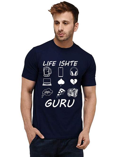 men round neck front print t-shirt - 20985546 - Very Small Image - 1