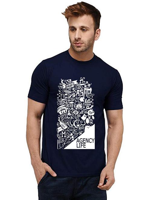men round neck front printed t-shirt - 20985551 - Very Small Image - 1