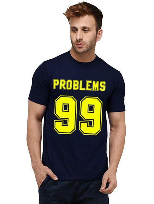 navy blue front printed casual t-shirt - 20985575 - Very Small Image - 1